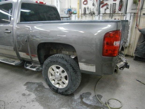 gray truck after